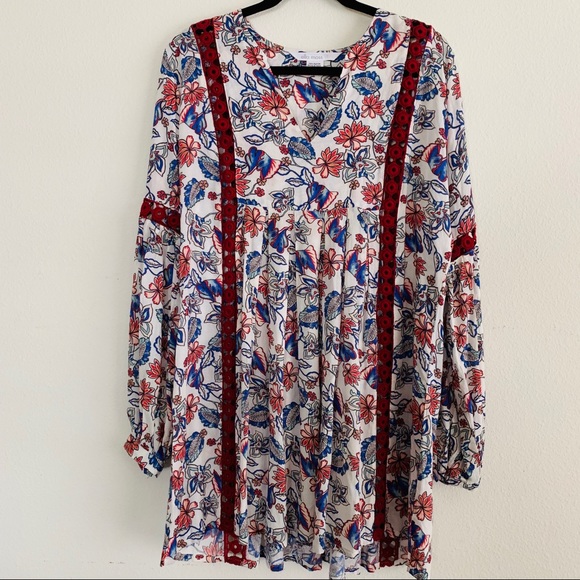 Ella Moss Folktale Boho Floral Swing Tunic Dress - Picture 2 of 6